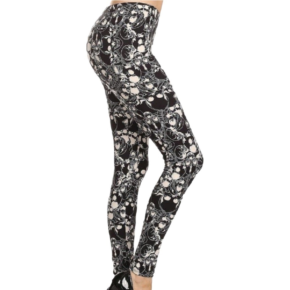Sugar Skulls Ultra Soft Leggings Black & White